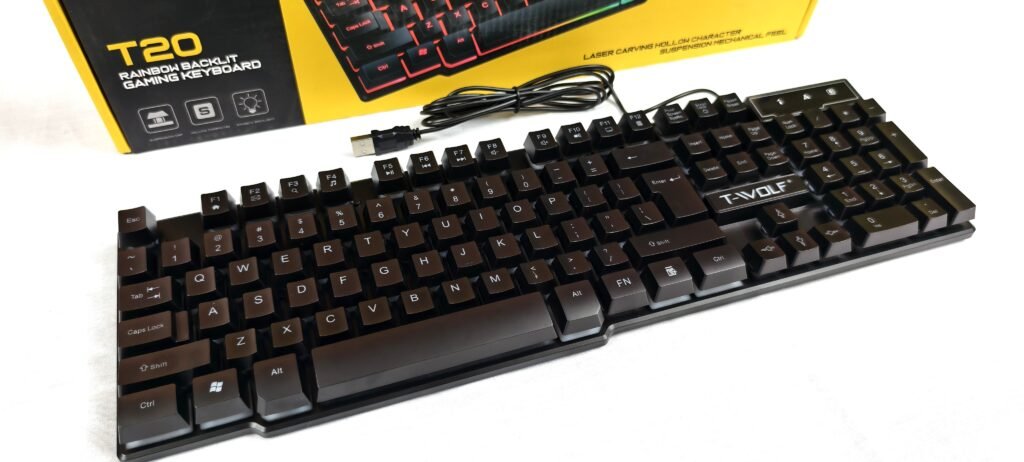 T-WOLF T20 Rainbow Backlit Gaming Keyboard 