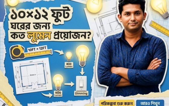 10×12 ফুট ঘরের জন্য কত Lumen প্রয়োজন Room Size অনুযায়ী সঠিক হিসাব
