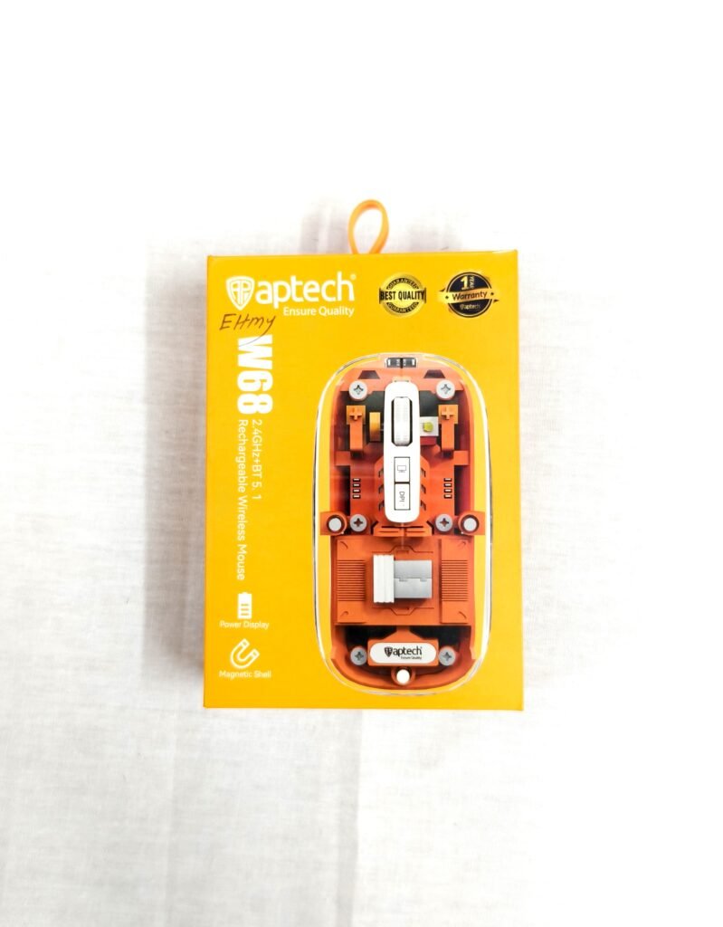 🔥 Aptech W68 Rechargeable Wireless Mouse – স্টাইলিশ ডিজাইন, স্মার্ট পারফরম্যান্স! 🔥
