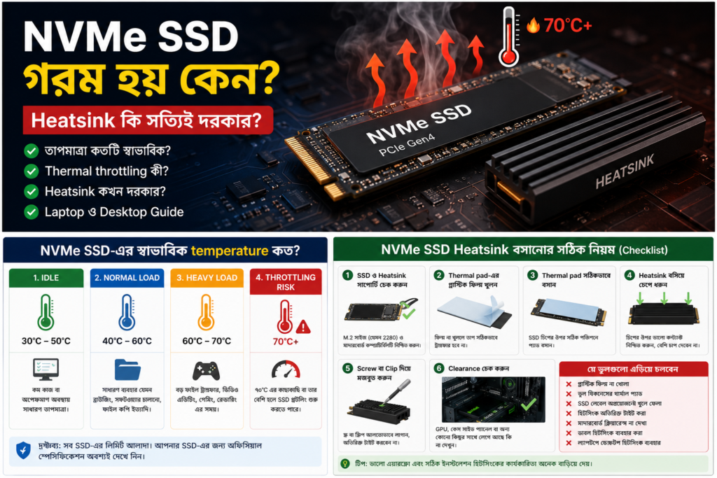 NVMe SSD গরম হয় কেন এবং heatsink guide