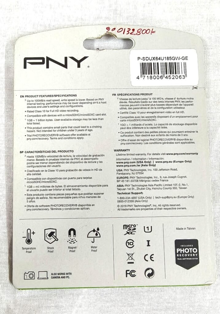PNY Elite 64GB microSDXC Memory Card with SD Adapter – UHS-I Class 10 