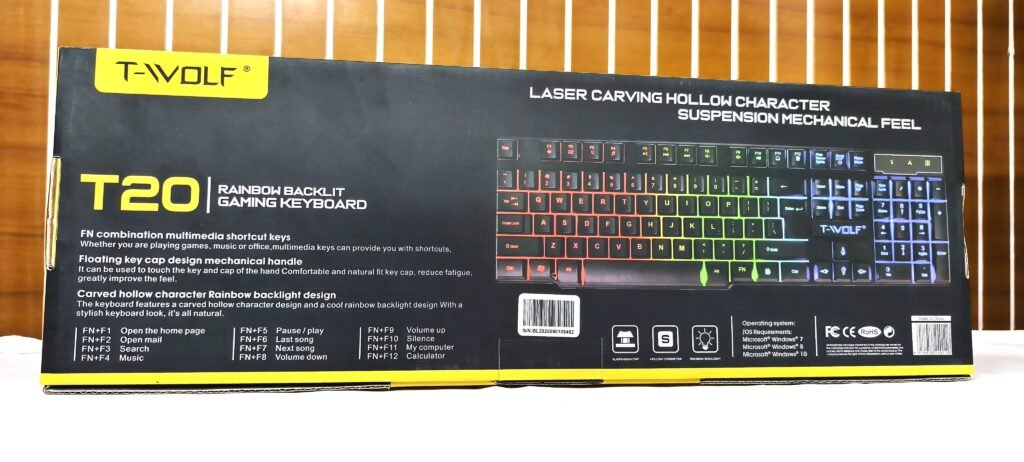 T-WOLF T20 Rainbow Backlit Gaming Keyboard (2)