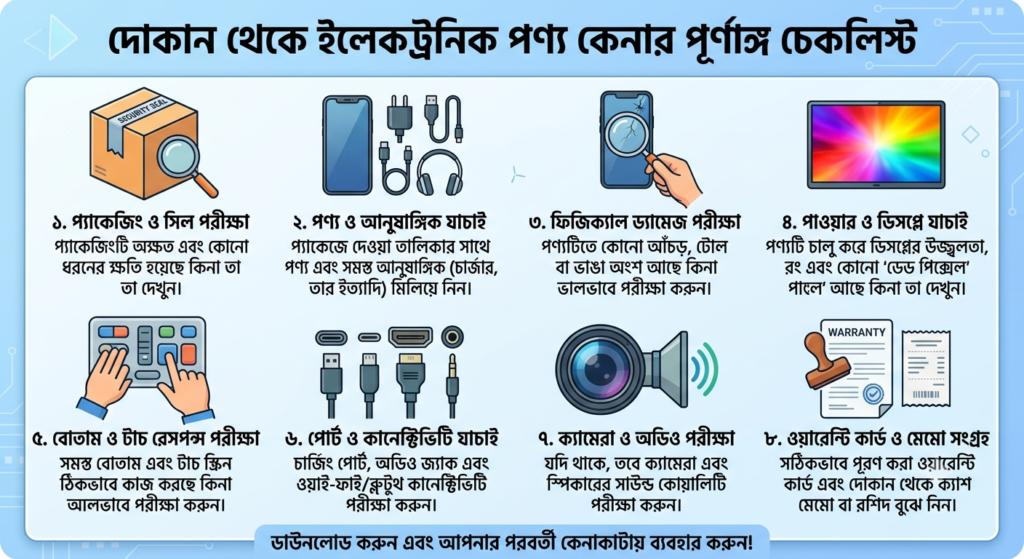 দোকান থেকে Electronic Product কেনার সময় কী কী পরীক্ষা করবেন পূর্ণাঙ্গ Buying Checklist   